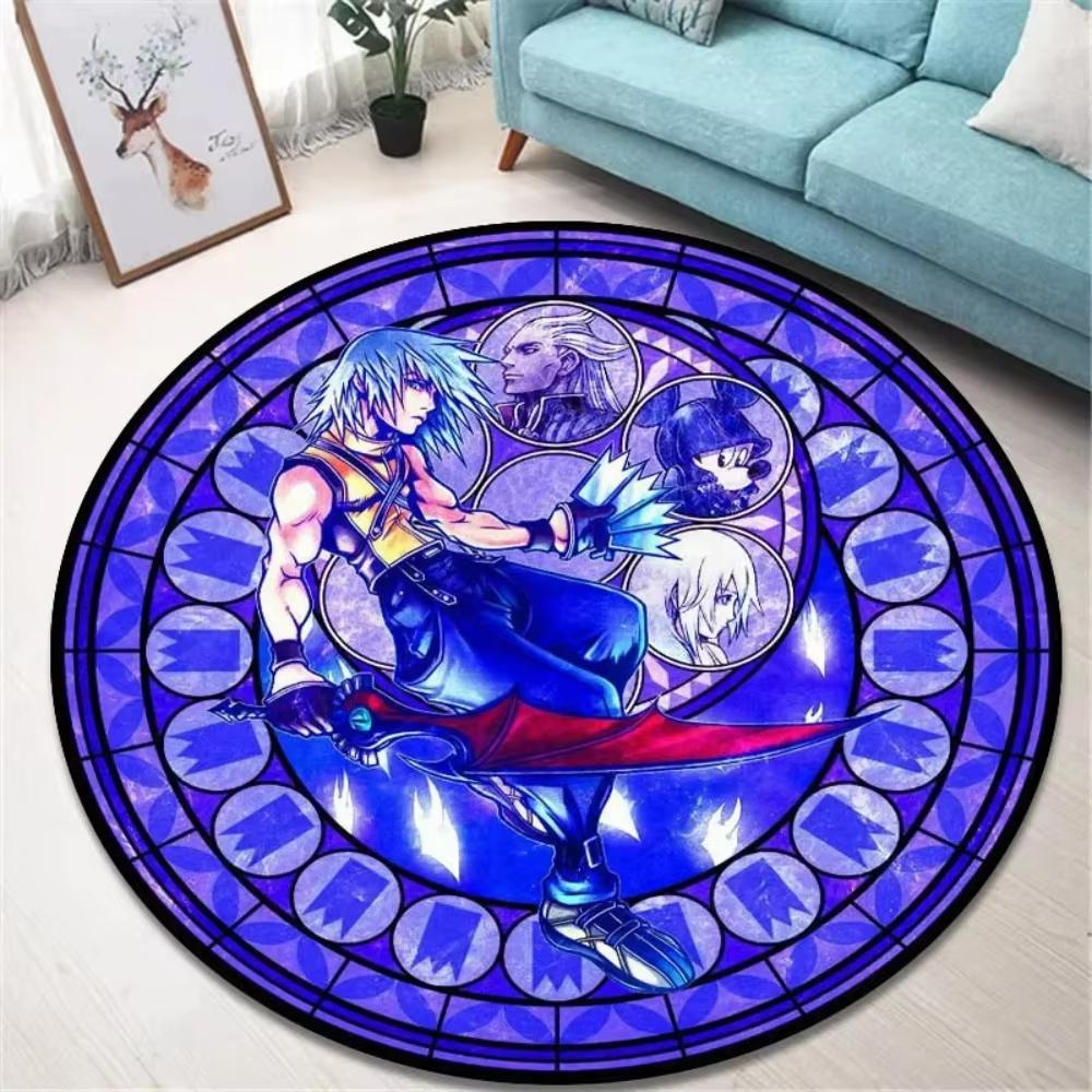 Verspieltes Spiel K-Kingdom Hearts Runder Teppich Männerhöhle Wohnzimmer Sofa Deko Teppich Bettseite Weicher Teppich Spielzimmer Drehstuhl Bodenmatte