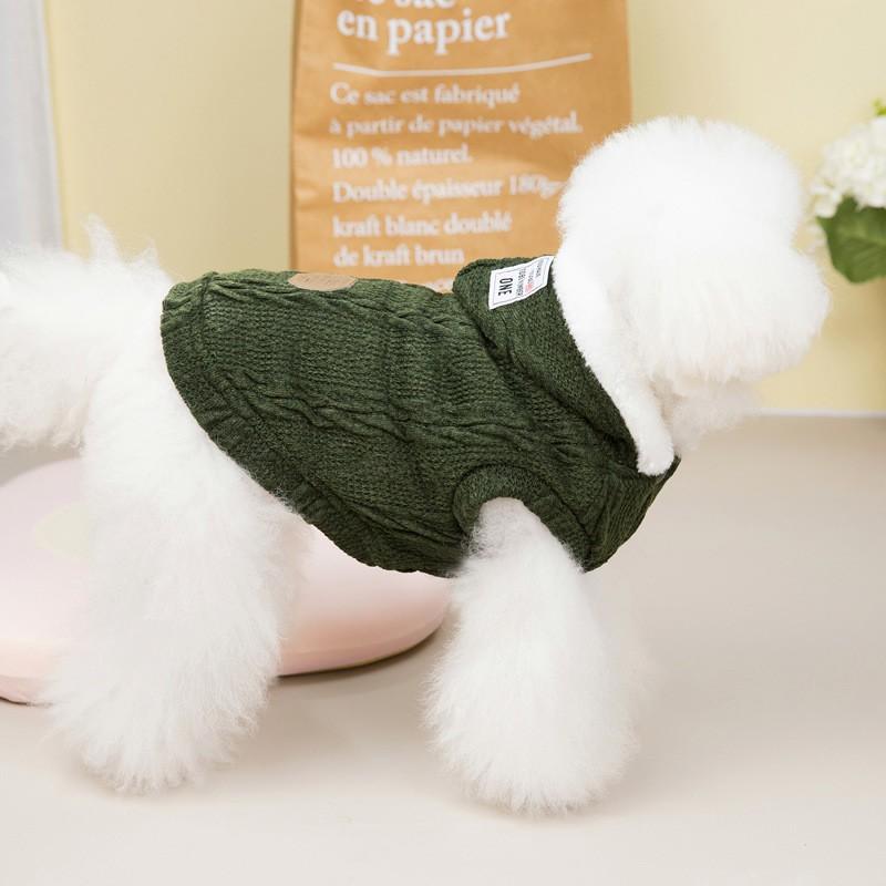 Warm Cotton Dog Sweater Small Breeds Winter Pet Clothing Two-Leg Design In Blue Wine Red Gray Army Green