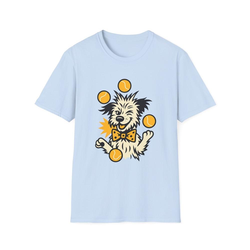 

Unisex Softstyle T-Shirt Scruffy Dog Bowtie Mischief Funny Pop Art Juggling Tee 4XL