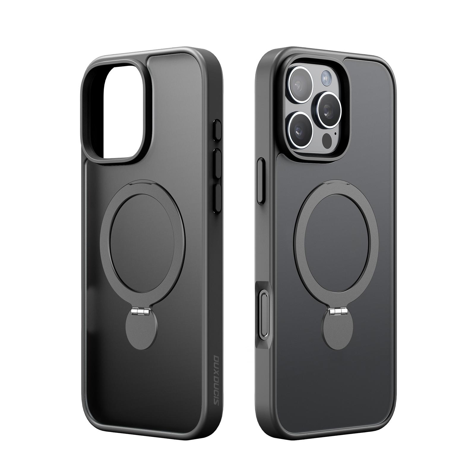 

For iPhone 16 Pro Case PC+TPU Phone Cover Compatible with MagSafe with Kickstand Grey