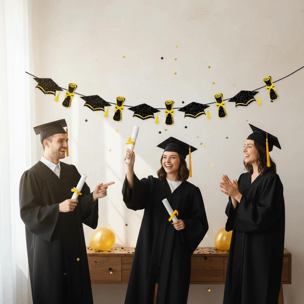 Glitter Decor Graduation Party Banner Reusable Graduation Hanging Banner  Party Supplies