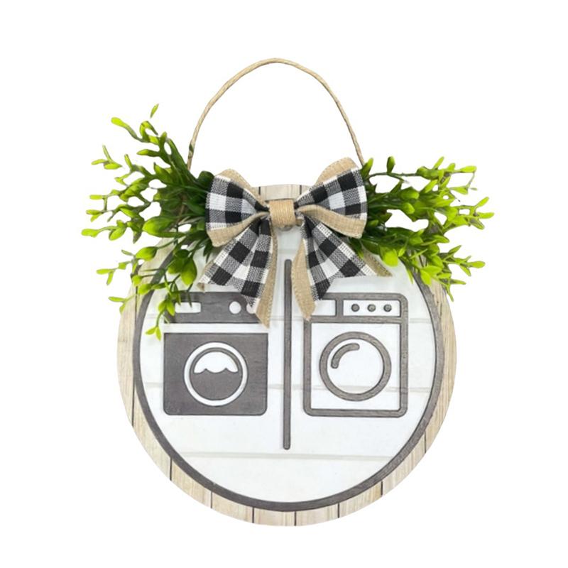 Unisex Funny Wooden Sign Hanging Rustic Wreath Round Board Sign Toilet Sign Wall Decor