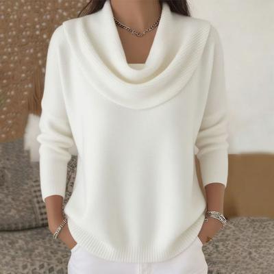 QICED Runde Perlen Glänzend Lässiger Locker Gestrickter Pullover für Herbst und Winter Oberteile