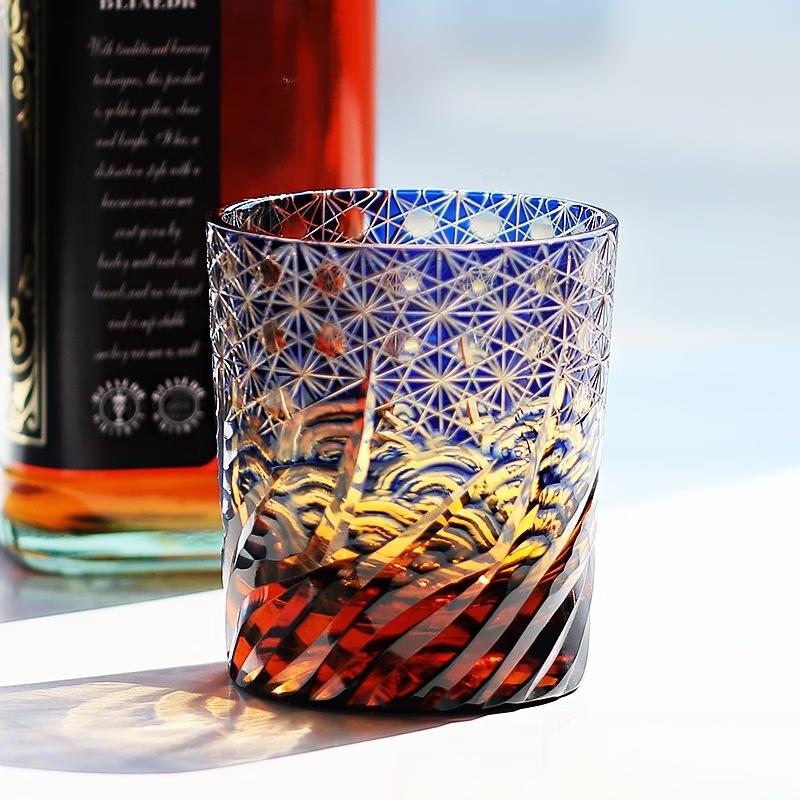 Edo Kiriko Hand-Carved Crystal Whiskey Glass