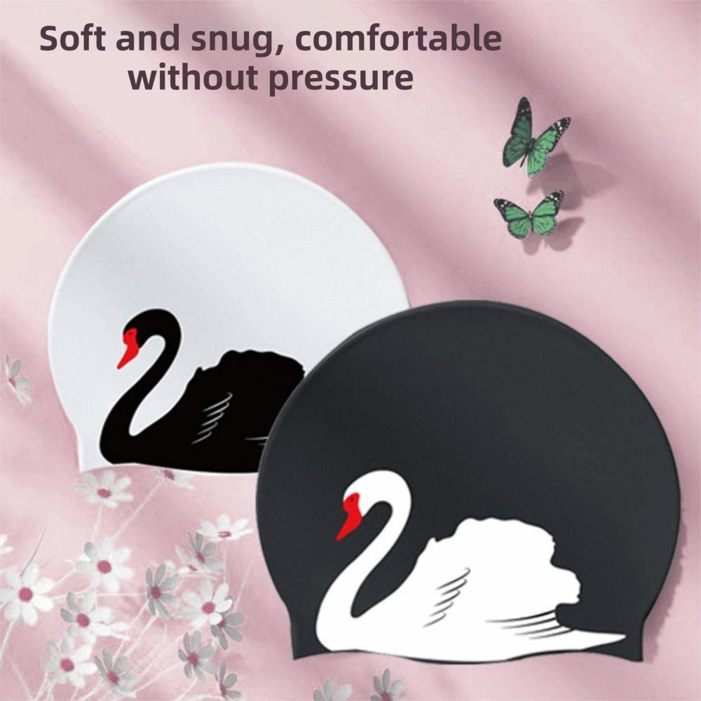 Plus Size Swimming Cap Printed Pattern Ear Protection Bathing Caps Elastic Anti Slip Silicone Swim Cap For Long Short Hair