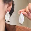 Tropföl runde verdrehte weiße quadratische Ohrstecker Damen einfache vielseitige Ohrringe Ohrringe Damen