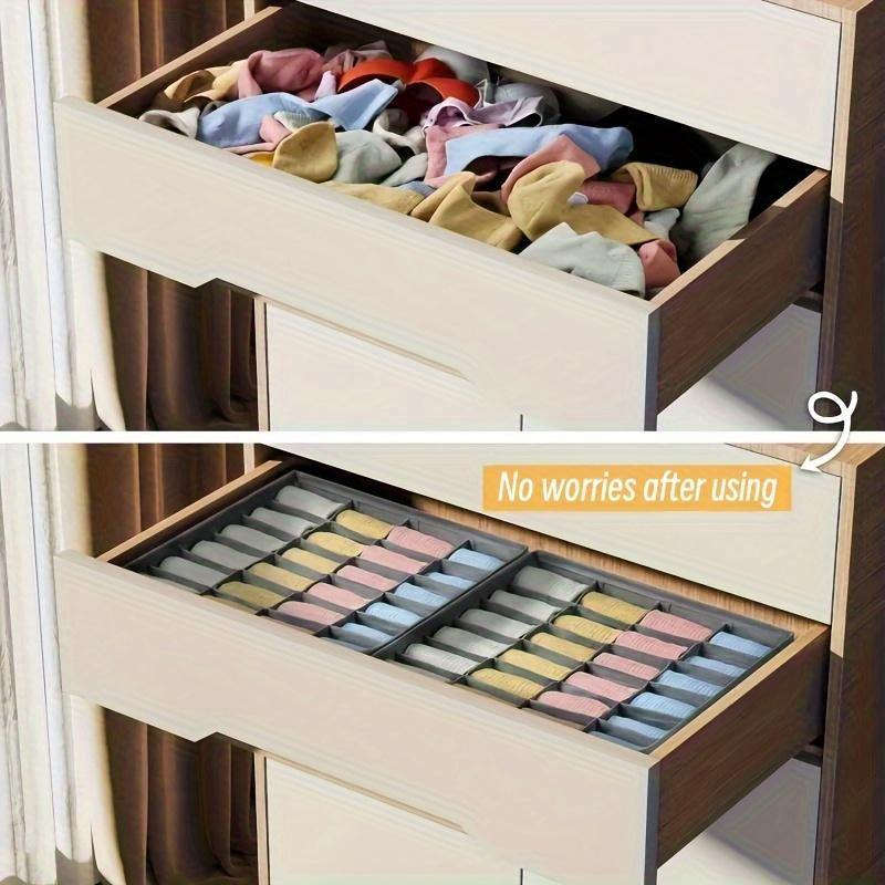 2er-Pack Mehrzweck-Socken-Schubladen-Organizer, Unterwäsche-Einteiler, 24-Fächer, Zusammenklappbare Schrank-Organizer, Beige- und Graue Optionen