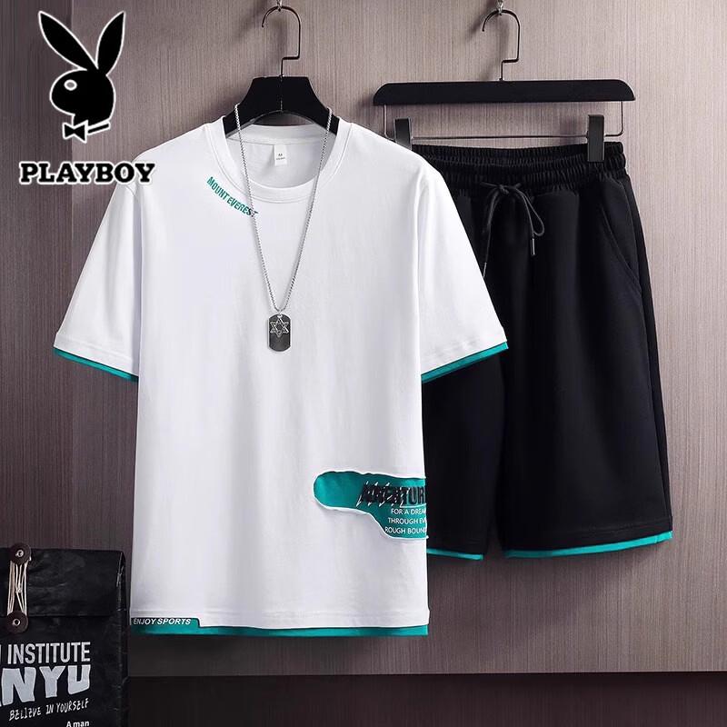 PLAYBOY Men s Casual Summer T-shirt & Shorts Set M
