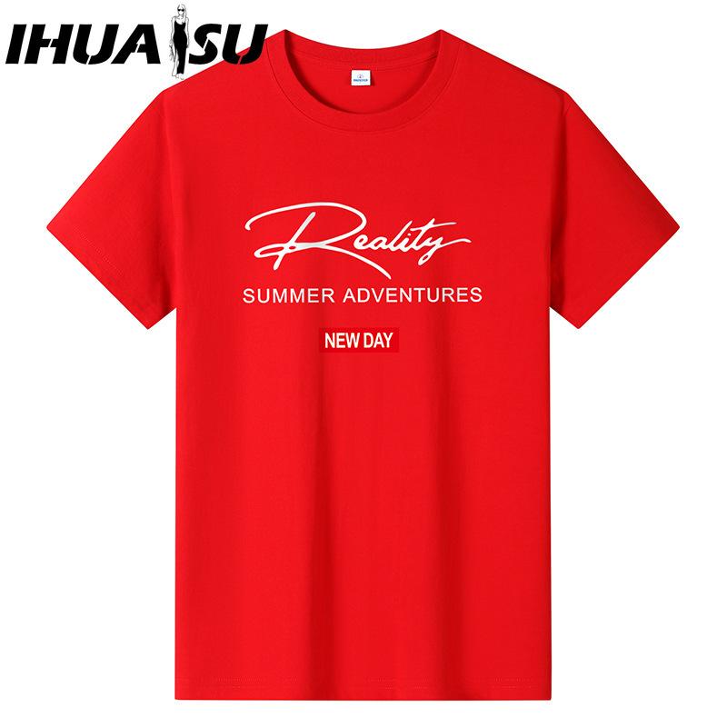 IHUASU Cotton Short Sleeve T-shirt Men's Fashion Loose Half Sleeve Shirt Printed Compassionate Shirt