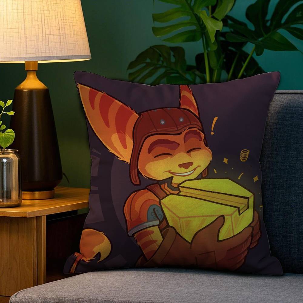 Cartoon RRatchet N CClank Pillow Case Plush Fabric Soft Double Sided Print Sofa Cushion Cover Throw Pillow Covers