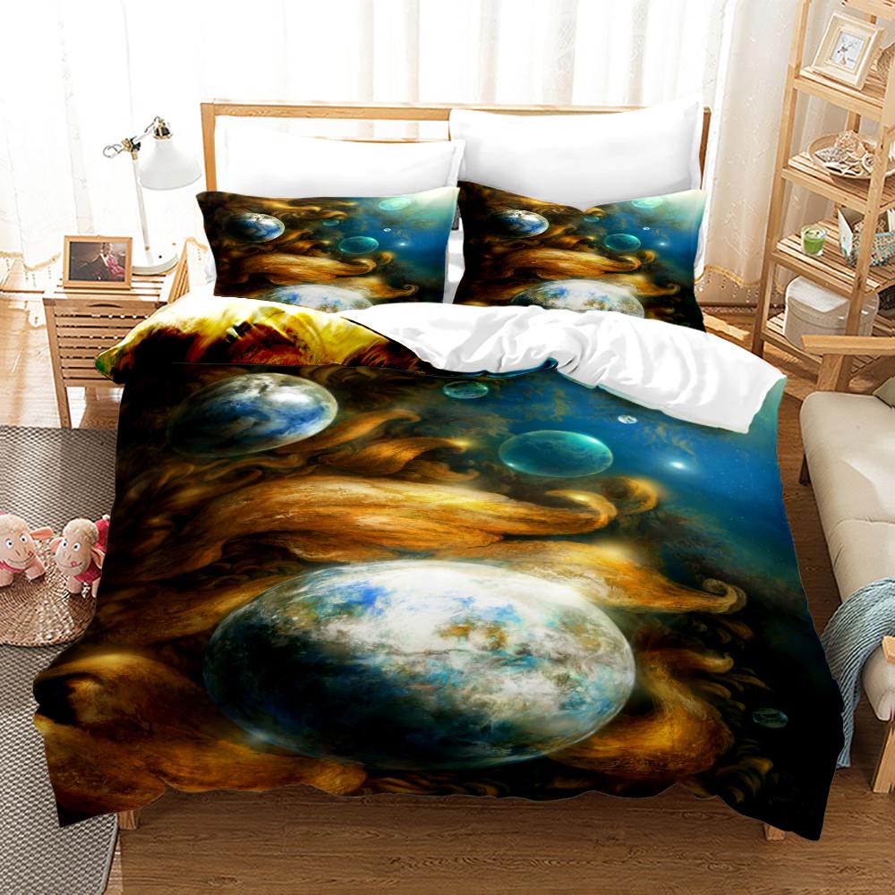 Space Galaxy Bedding Set Bedspread Single Twin Full Queen King Size Sky Milky Way Planet Bed Set Aldult Kid Duvetcover 06