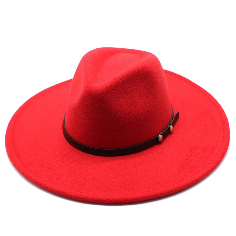 Wool Big-Brimmed Jazz Top Hat For Men And Women, Casual Concave Shape Big-Edged Jazz Hat 9.5Cm