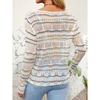 Women's New Spring and Summer Daily Comfortable and Loose Versatile Contrast Striped V-neck Knitted Hollow Sweater for Women