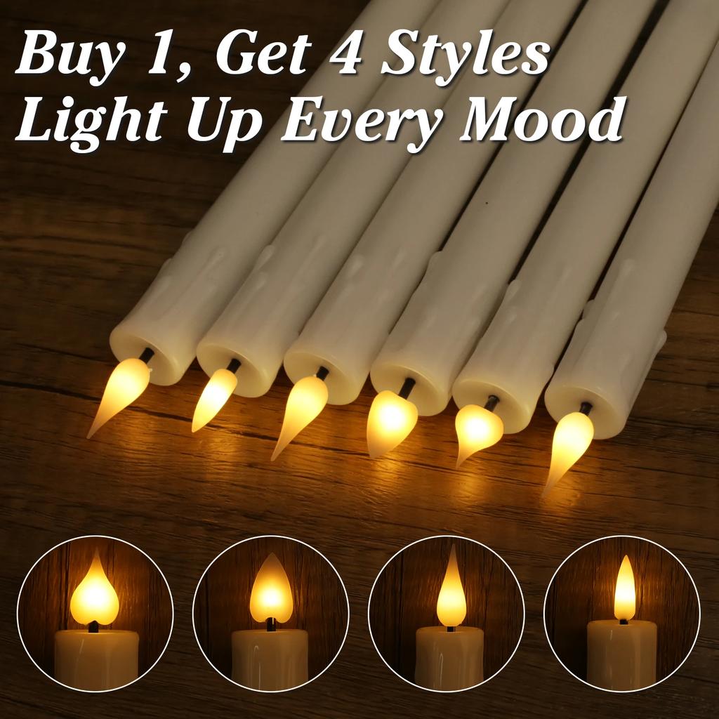 Rechargeable Taper Candles with USB Charge & Remote 9.6" Flameless LED Window Candles for Christmas Halloween Wedding Tealights