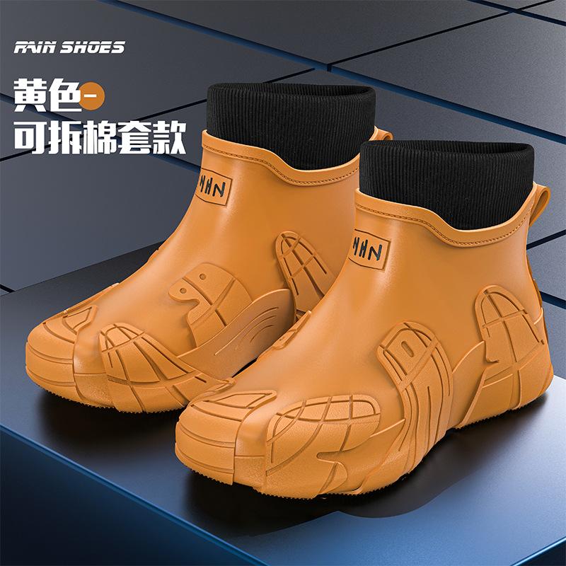Pánské boty do vody s krátkou holení, outdoorové rybářské protiskluzové nepromokavé gumové boty, pracovní odolné dešťové boty, pánské sametové holínky, jaro a léto