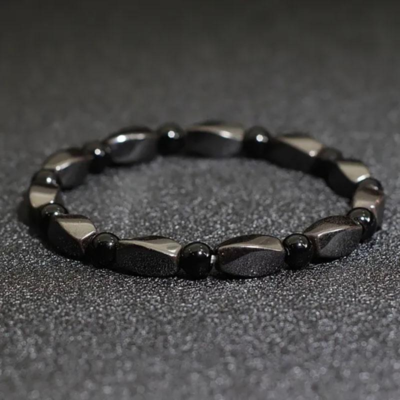 Stylish 2Pcs Men Bracelet Set Natural Hematite Stone Braclet Luxury Zirconia Strand Braslet Meditation Beaded Pulseria Homme