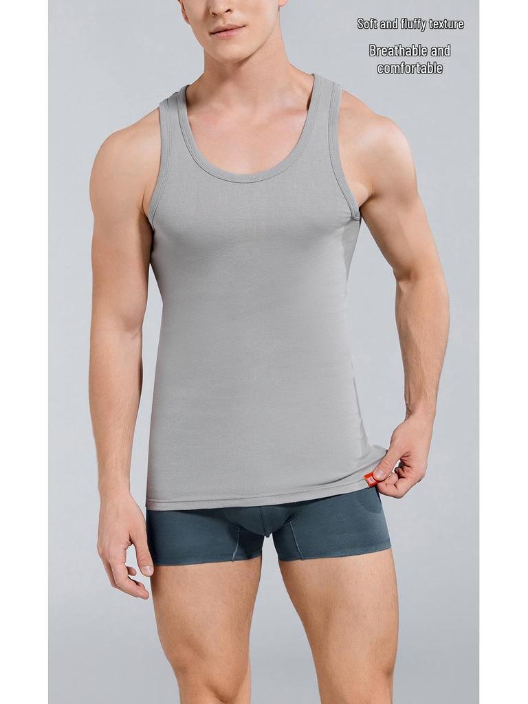 Men's Pure Cotton Short Sleeve Tank Top Fine Rib Bodybuilding Sport Undershirt