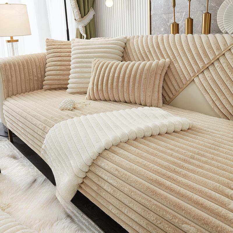 Winter Thickened Rabbit Plush Sofa Cushion Winter Cushion Sofa Cover All-Inclusive Universal Cover