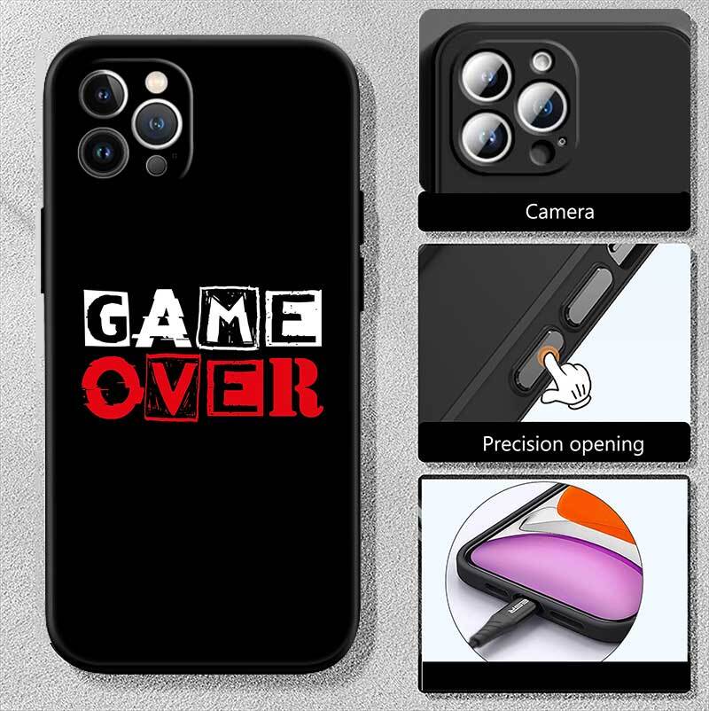 Game Over Shockproof Phone Case for iPhone 6 6s 7 8 11 12 13 14 15 16 17 16E XS Pro Max XR X SE Air