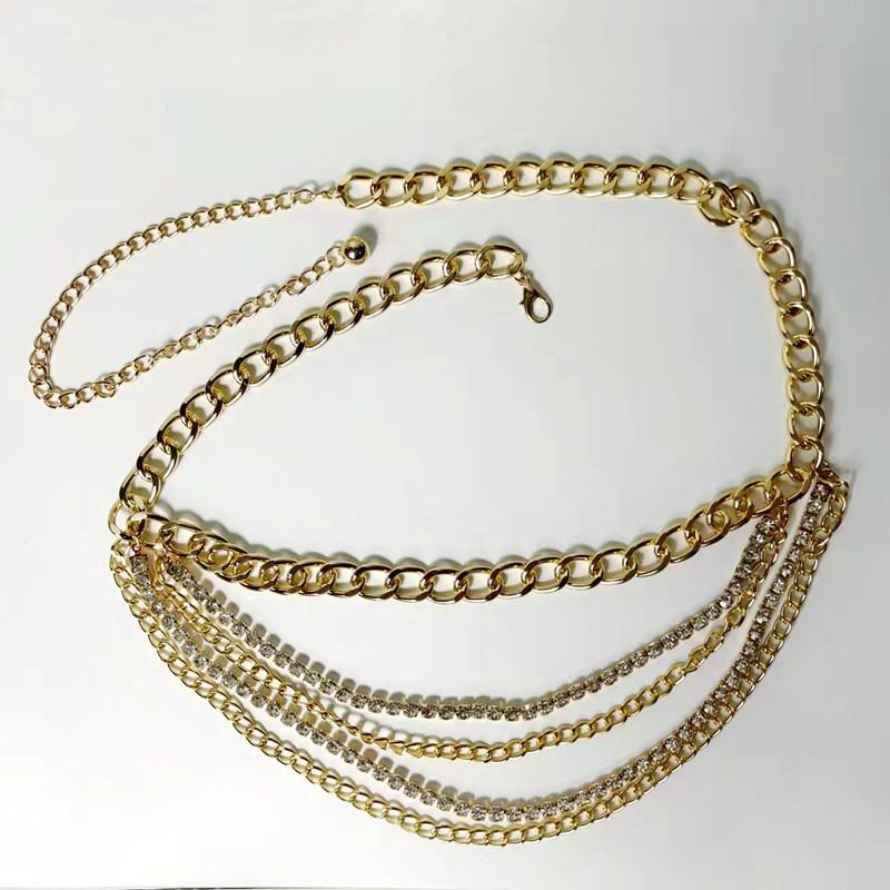 Fashion Metal Rhinestone Claw Chain Multi-layer Tassel Body Chain Versatile Geometric Chain Waist Chain