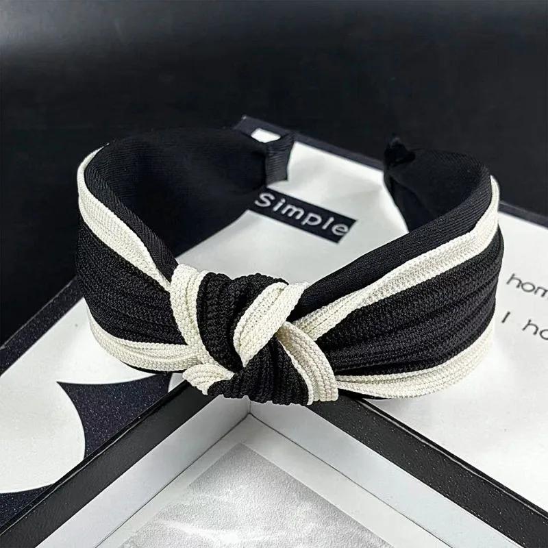 New Knitted Headband Girl Autumn Winter Wide Edge Knotted Hair Band Fashion Simple Hair Clip Women Hair Accessories