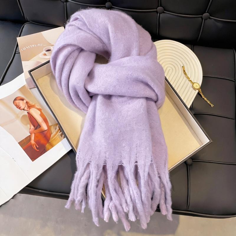 Winter Scarf Women Luxury Autumn Winter Cashmere Scarf Thickened Warm Shawl Classic Tassels Fluffy Scarf Solid Color Soft Shawl