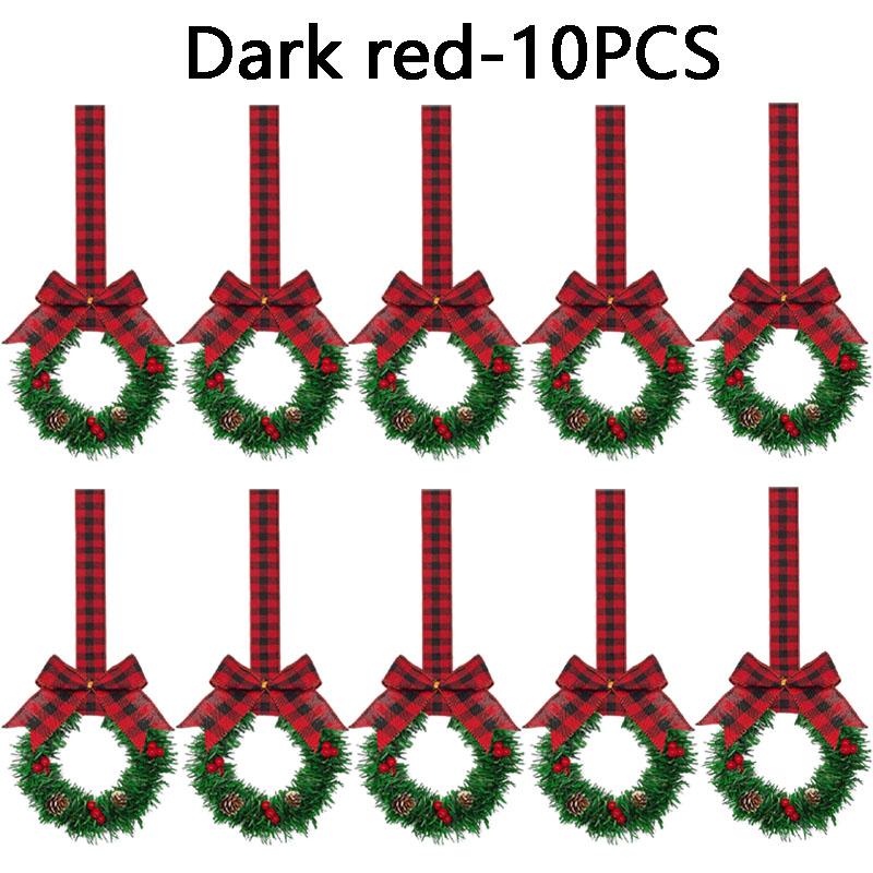 Red Ribbon Bow Christmas Cabinet Wreath Stylish for Kitchen Decor Holiday Party Ornament Festive Home Decor Set