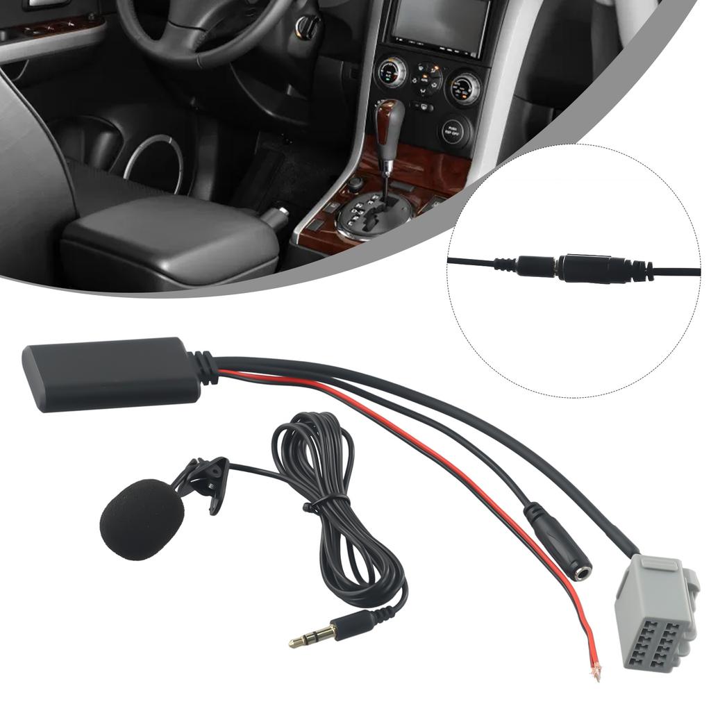 For Ford Fiesta 2008 2010 Aux Adapter Cable with 5 0 and Microphone Connects Mobile Devices To Car Radio AUX Input