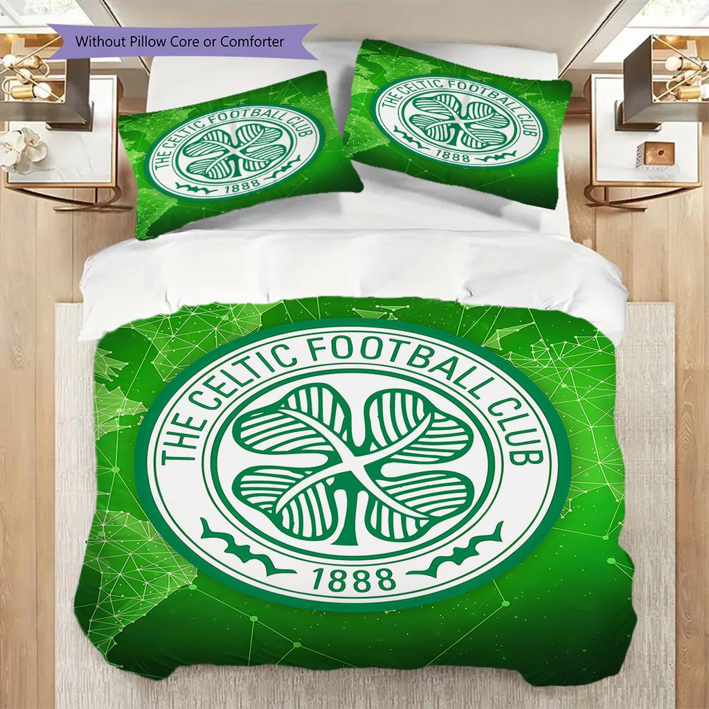 Celtic F.C Pattern Bedding Quilt Set Quilt Cover Pillowcase Home Decoration Birthday Gift (1 * duvet cover + 2 * pillowcase, without core)