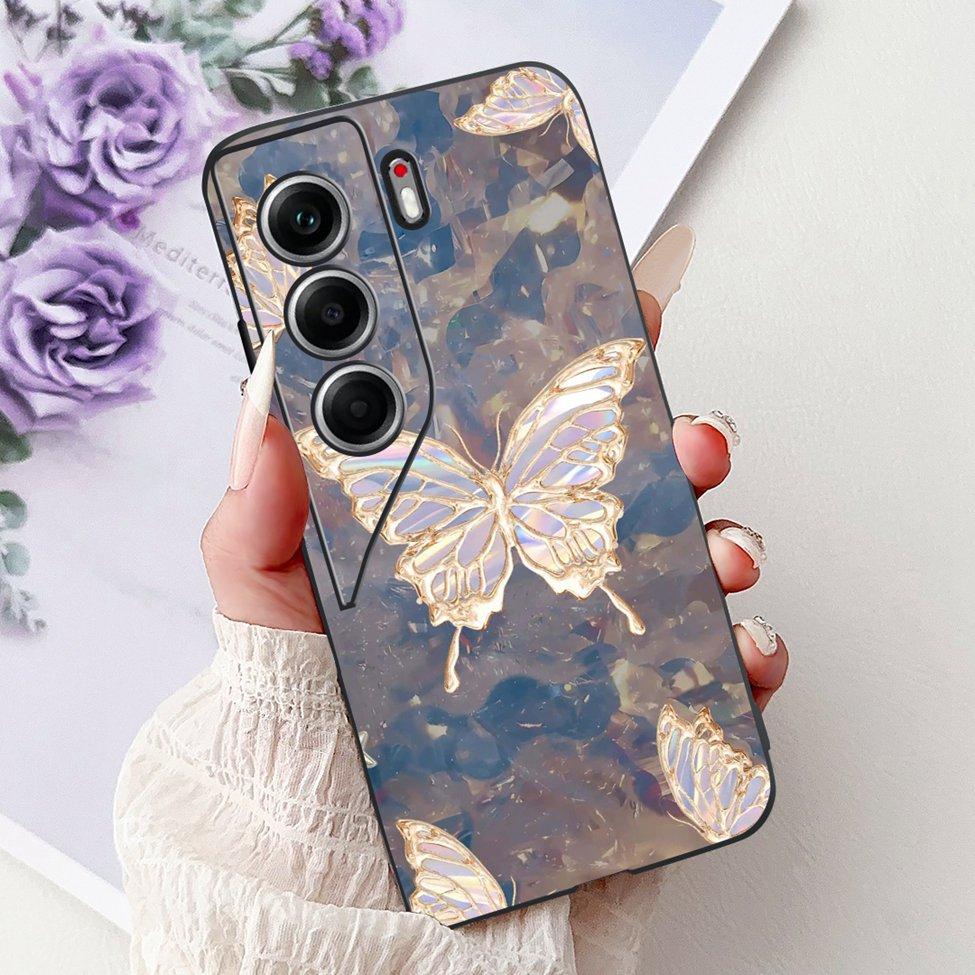 For Tecno Camon 40 Case CM5 Silicone Cute Cat Fashion Flowers Funny Painted Back Cover For Techno Camon 40 Phone Case Bumper