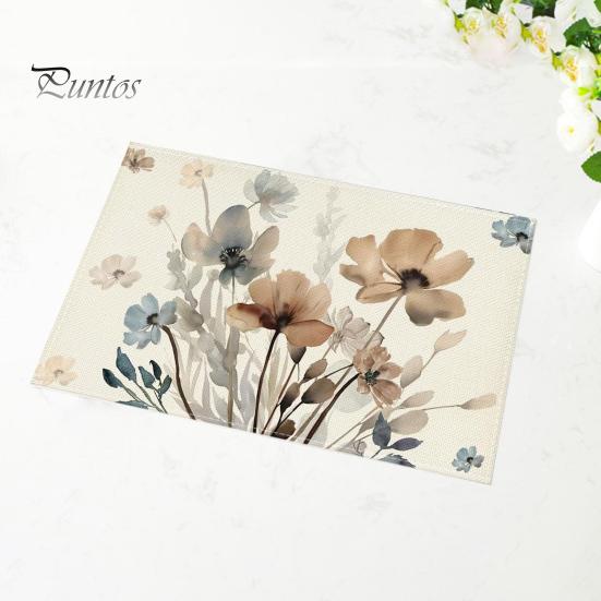 Colorful Table Decor Placemats 1/4 Pcs Printed Placemat Floral Pattern Heat Isolation Wrinkle-Resistant Desk Protection Party Kitchen Dining