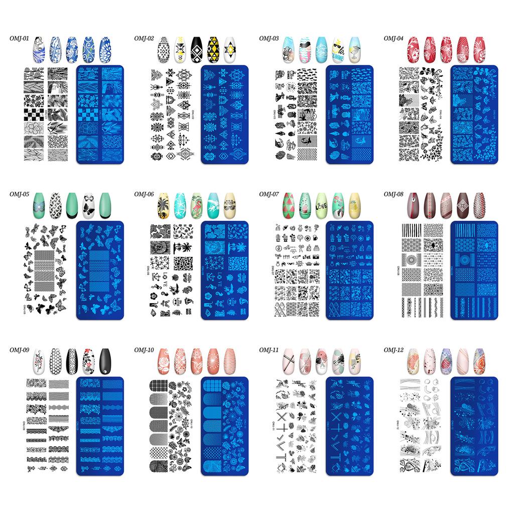 Nail Art Printing Template Christmas Tree Butterfly Printing Steel Plate Square Template Om-J