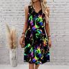 Plus Size V Neck Sleeveless Dress Shaded Brook Woodland Watercolor Print For Peaceful Nature Stroll