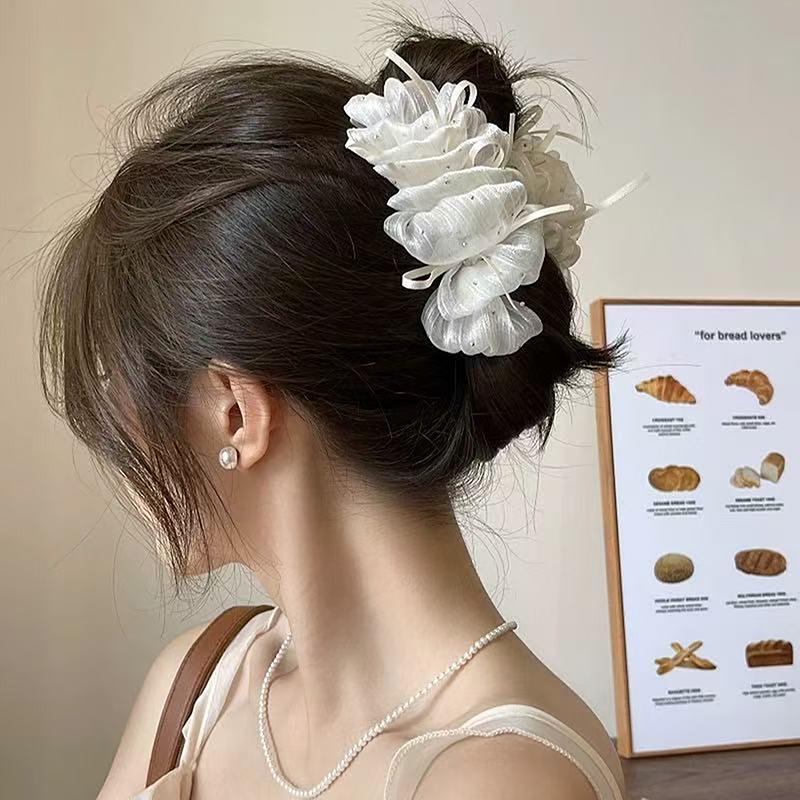 Elegant Drifting Chiffon Cloud Hair Claw For Women Girls Temperament Ponytail Clip Headwear Accessories