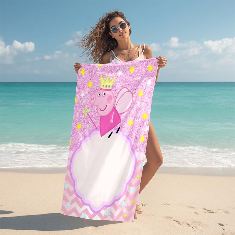 1Pc Peppa Pig Family Day Beach Towel Microfiber Beach Towel Thin Absorbent For Beach Swimming Yoga Bath Sports 0917108