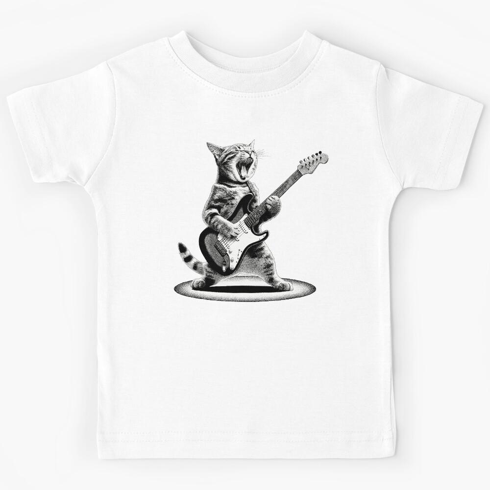 Retro Cat Rock Music Gifts Men Kids Women Funny Cat Matching Kids T-Shirt 120