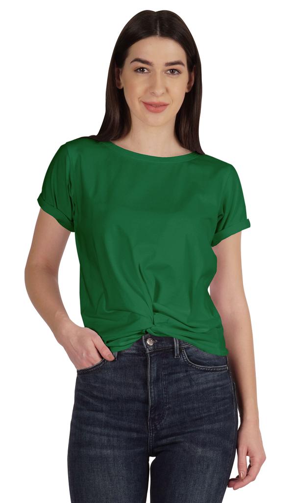Inkmeso Summer Twist Front Knot Crop Top For Women With Short Sleeves Tee