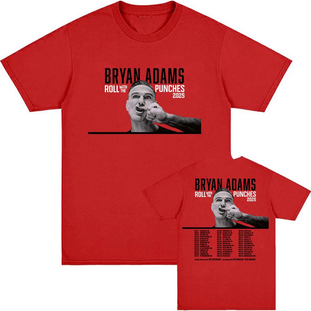 

ROLL WITH THE PUNCHES TOUR 2025 Футболка BRYAN ADAMS Графічні футболки Бавовна Літо Чоловіча Жіноча Футболка Круглий виріз Унісекс Одяг M