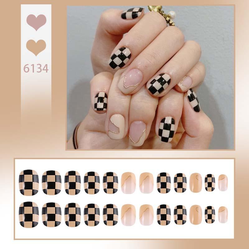 24Pcs Purple Bunny Design Full Coverage Press On Nails Artificial Removable Fake Nail Art Acrylic False Nails Finished