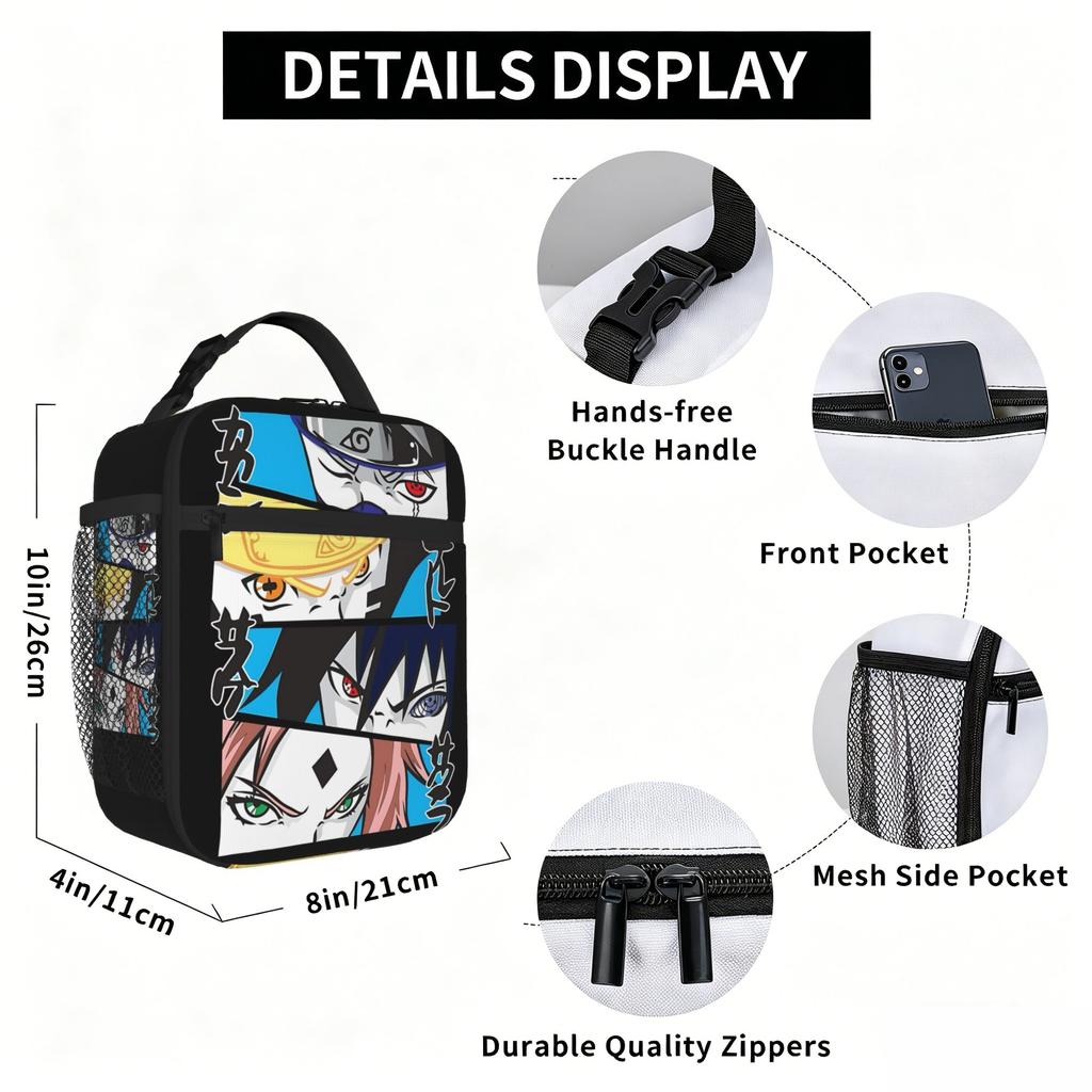 Naruto anime comic Insulated Lunch Bag Insulation Bento Pack Rice Bag  bolsa Student Bento Lunch Handbag Insulation