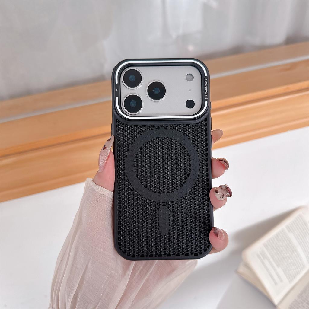 New Fashion Hot Sell Mesh Heat Dissipation Magnetic Lens Holder 2-in-1 Phone Case Suitable for IP17 Promax