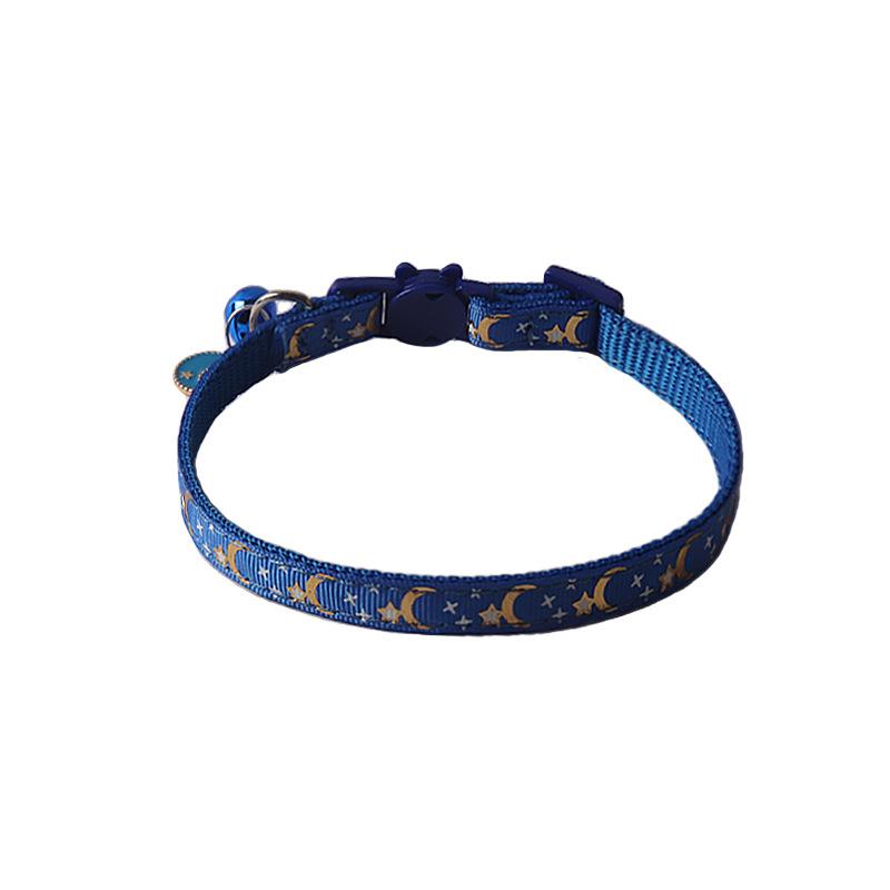 New Pet Dog Collar with Star Moon Pattern Gold Plated Buckle and Bell for Cats Dogs  Dog Harness and Leash Set Dogs Accessoires