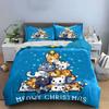 Christmas Cat Tree Pattern Bedding Duvet Cover Set Duvet Cover Pillowcases  (1*Duvet Cover 2*Pillowcases, Without Duvet Insert)