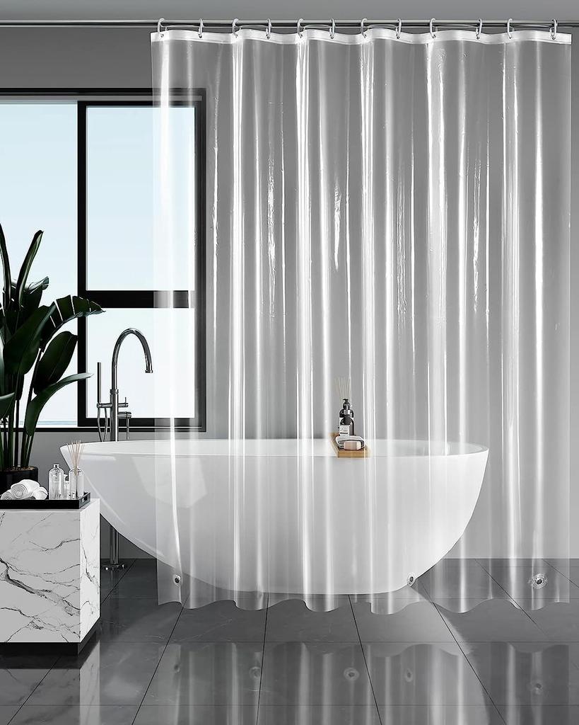 Tonnali Shower 220cm Long Mildew EVA Unit Improved Heating and Cooling Transparent Vinyl Hook Easy 180 x 220CM Curtain, Long, Clear, Vinyl, Length,