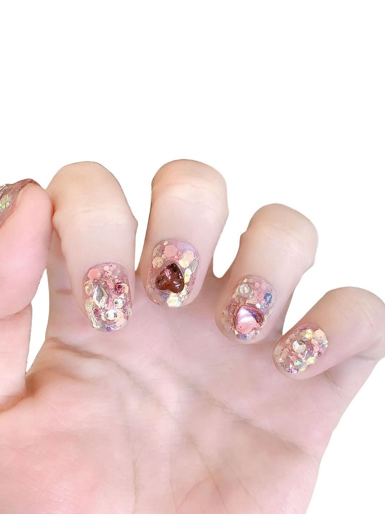 Handmade Sparkling Diamond Love Heart Nail Stickers Wholesale For Women Anne's Short Square