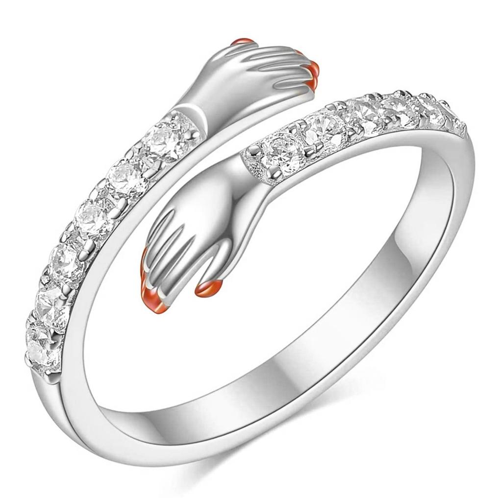 Jane Eyre Fashion Love Hug Diamond Ring Women's Opening Adjustable Enamel Ring Jewelry