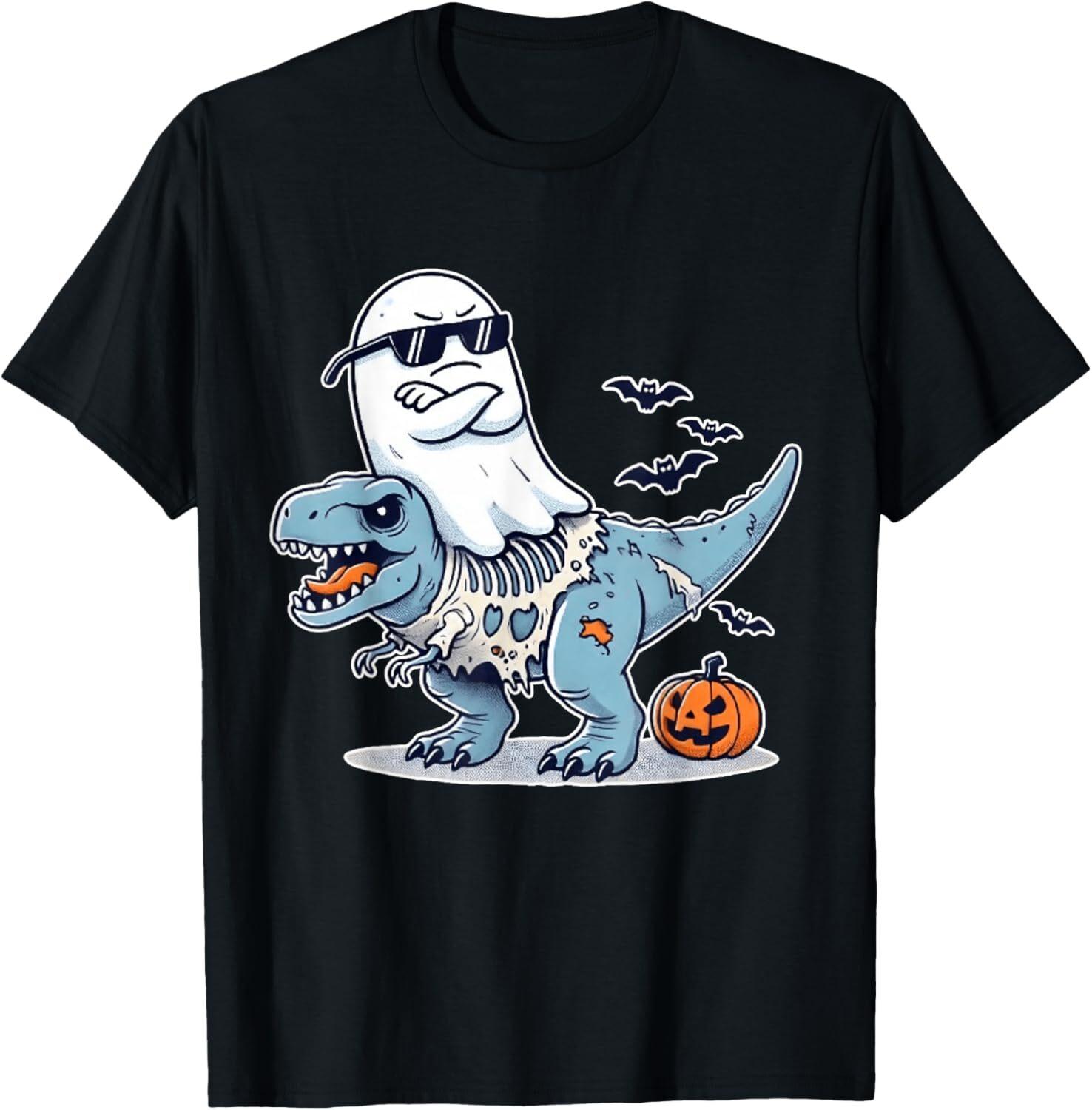 Halloween Ghost Riding Zombie T-Rex FUNNY Halloween Costume Gift Unisex T-Shirt S