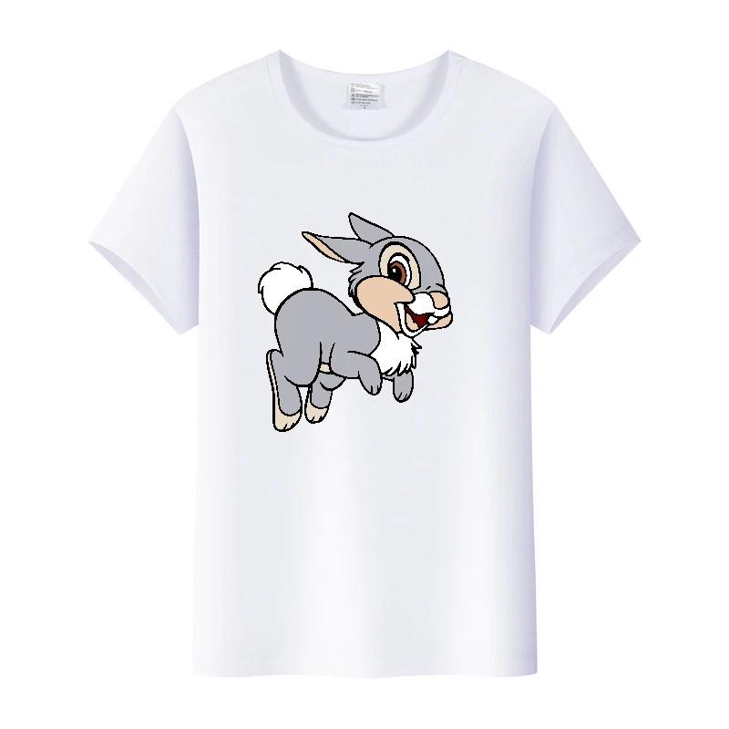 Kawaii Clothes Y2K Tshirt Plus Size Tops Unisex Cartoon Bambi Thumper Graphic T-shirt Summer Blouses White Tees