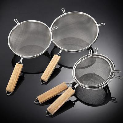 Kuchnia Wielofunkcyjny Durszlak Łyżka Filtr ze Stali Nierdzewnej z Drewnianą Rączką Gadżety do Smażonego Jedzenia Narzędzie Drobna Siatka Druciana