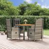 Vidaxl 5-Cz. Garden Furniture Set With Cushions, Grey, PE Rattan